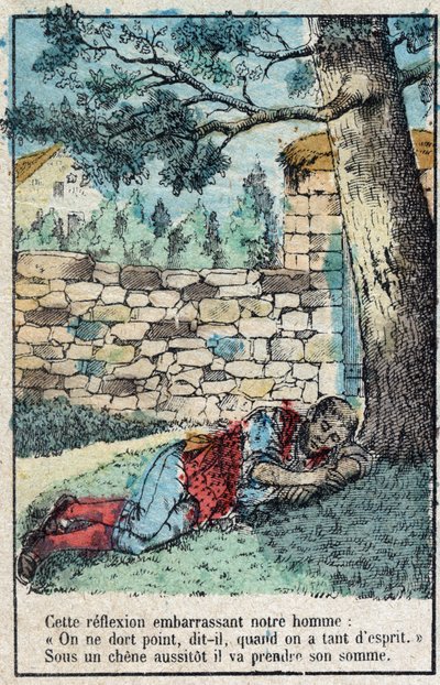 Agernet og græskarret. Fabler af Jean de La Fontaine (1621-95). Billedbillede af Epinal fra slutningen af det 19. århundrede. af French School