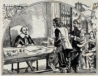 Adressekontoret for Theophraste Renaudot (1586-1653), fransk læge og journalist, grundlægger af Gazette de France. Anonym gravering fra 1930. af French School