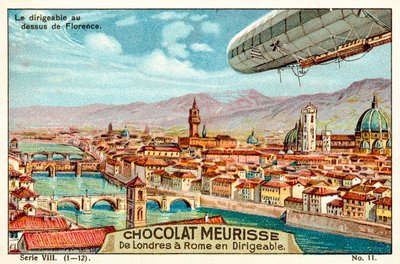 Luftskibet over Firenze (chromolitho) af French School