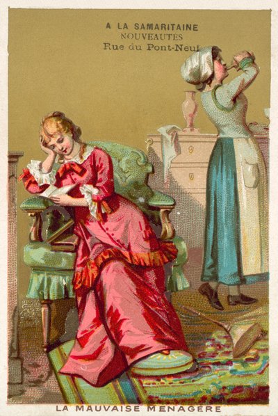 Den dårlige husholderske (chromolitho) af French School
