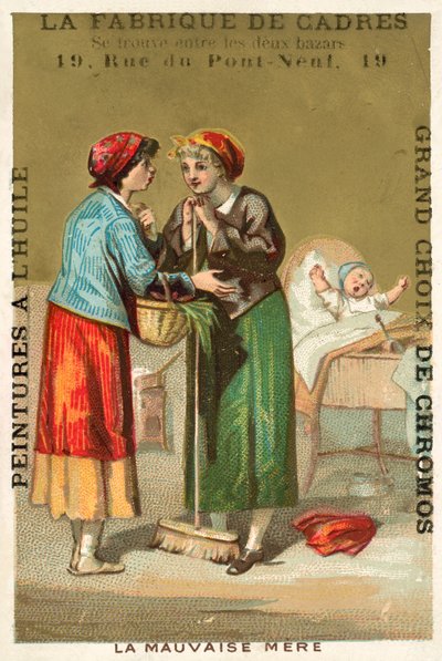 Den dårlige mor (chromolitho) af French School