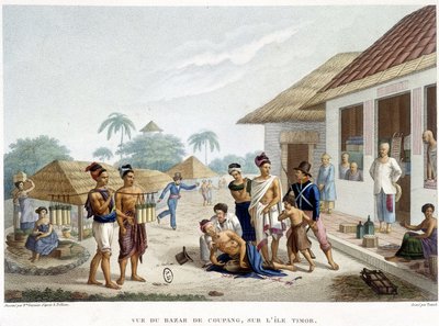 Bazaren i Coupang, øen Timor. af French School