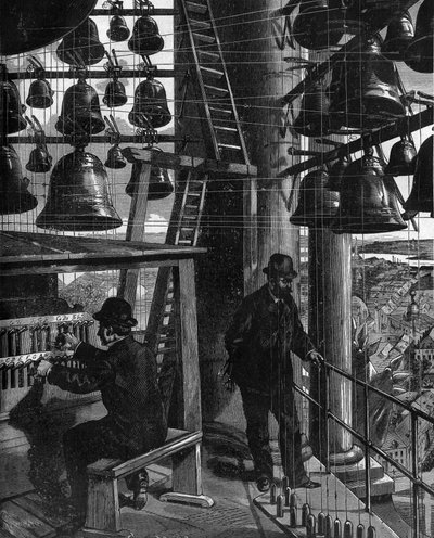 Klokkespillet i Potsdam i Tyskland i det 19. århundrede. af French School