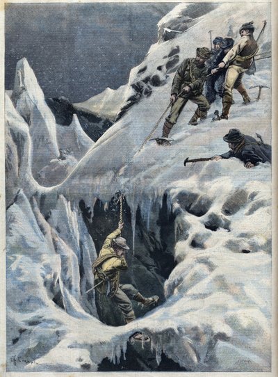 Katastrofen på Mont Blanc (Mont Blanc): rejsendes og deres guiders død under deres ekspedition i "Le Petit Parisien" af French School
