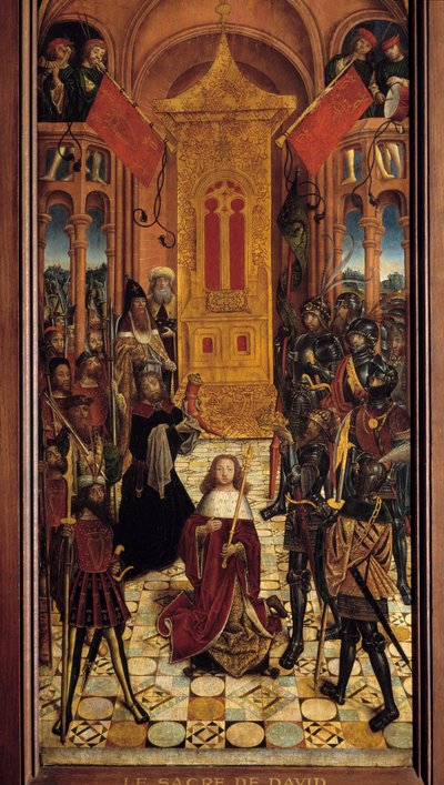 David Davids kroning er Israels kronkonge. Maleri af den franske skole i det 16. århundrede. 1501. fra Cathedrale d