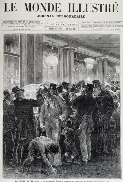 Krisen den 16. maj: læsning af aviser - i "Le monde illustrious"" af maj 1877 af French School