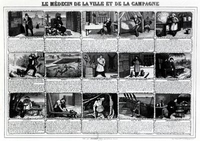 Byens og landets læge og deres forskellige patienter, udgivet af J.B. Gadolachez Cours de Brosses i Lyon, sent den 19. ¿ af French School