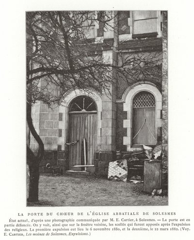 Døren til koret i klosterkirken Solesmes, Frankrig af French School