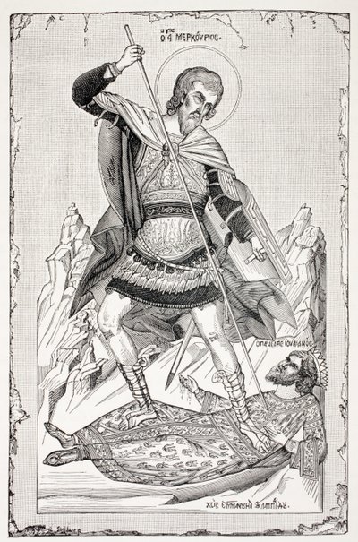 Basilius den Stores drøm, fra "Military and Religious Life in the Middle Ages" af Paul Lacroix, udgivet i London omkring 1880 af French School