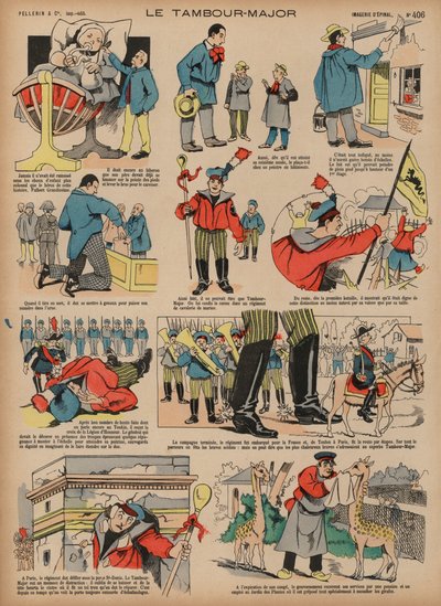 Tromme-dur (farvet gravering) af French School