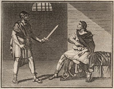 Den eminente general Marius, der flygter fra Sulla, bliver taget til fange ved Minturnae, men ingen tør dræbe ham, ikke engang en fremmed slave. af French School