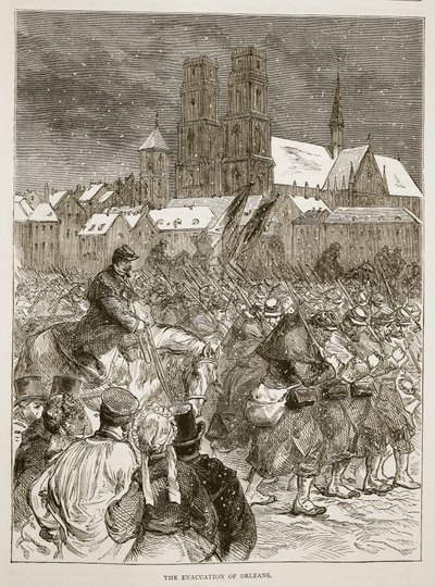 Evakueringen af Orleans, december 1870, illustration fra Cassells historie om krigen mellem Frankrig og Tyskland, 1870-1871 af French School