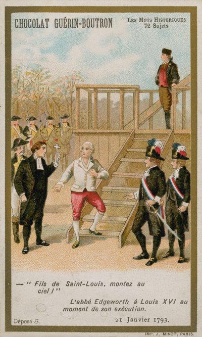 Henrettelsen af kong Ludvig XVI af Frankrig, 21. januar 1793. (chromolitho) af French School