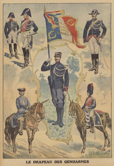 De franske gendarmes flag (farve litho) af French School