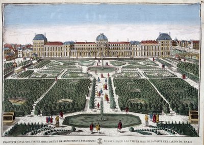 Tuileriernes haver og palads - gravering af French School