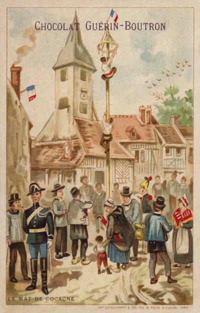 Den fedtede stang (chromolitho) af French School