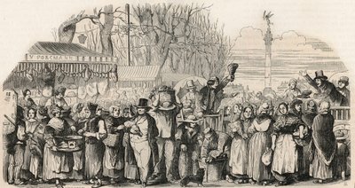 Skinkemessen på Boulevard Bourdon i Paris - Indgravering i "Tableau-de-Paris" af Edmond Texier 1852 af French School