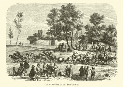 Halvkuglerne i Magdebourg (gravering) af French School