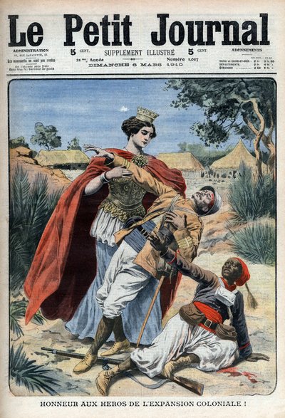 Kolonialismens helte (i Nordafrika) hædres allegorisk gravering "Le Petit Journal", 6. marts 1910 (gravering) af French School
