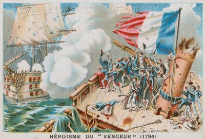Heltemodet fra det franske krigsskib Vengeur du Peuple, 1794. af French School