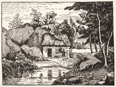 Hytten til J.J. Rousseau af French School