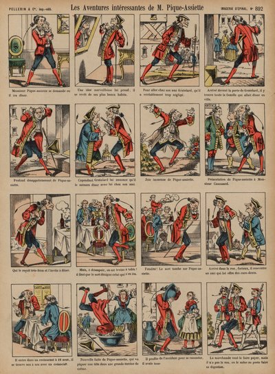 Monsieur Pique-Assiettes interessante eventyr (farvet gravering) af French School