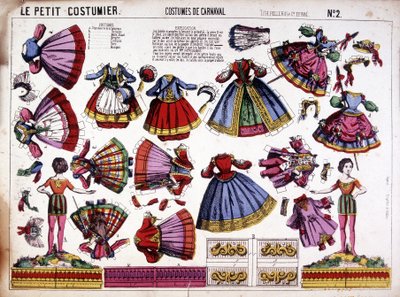 Den lille kostumemager - karnevalskostumer: decoupage. 19. århundrede. af French School