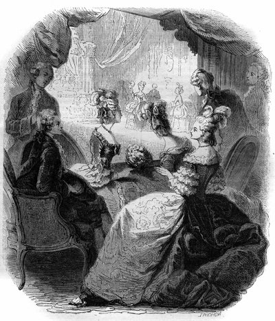 Dauphine Marie Antoinettes loge (1755-1793) under opførelsen af Christoph Willibald Glucks opera "Iphigenie en Aulide" (1714-1787) i 1774. Stik fra 1856. af French School