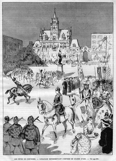 Middelalderfesterne i Compiegne i 1886: kavalkade, der repræsenterer indgangen til Jeanne d