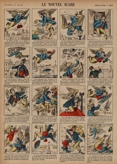 Den nye Icarus (farvet gravering) af French School