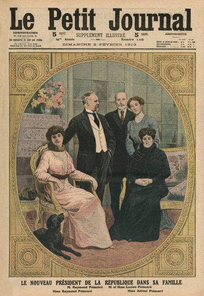 Den nye præsident for den franske republik, Raymond Poincare, med sin familie, forsideillustration fra 