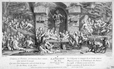Passionen for spillet udtrykt af satyrspillere. af French School