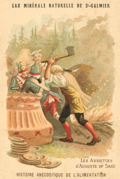 Pladerne i August af Sachsen (chromolitho) af French School