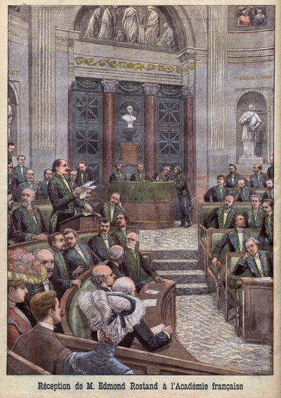 Digteren og dramatikeren Edmond Rostand modtages på Academy Francaise for "Le Petit Journal" af French School