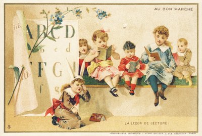 Læsetimen, Paris, ca. 1900 (kromolitografi) af French School
