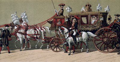 Den kongelige korteg ved ægteskabet mellem kong Alfonso XII af Spanien (1857-1885) og Marie Christine de Teschen (1858-1929) i 1879 (maleri) af French School