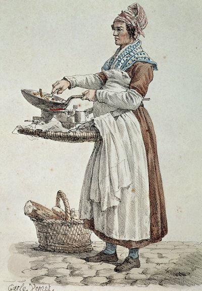Pølsesælgeren, print, Frankrig af French School