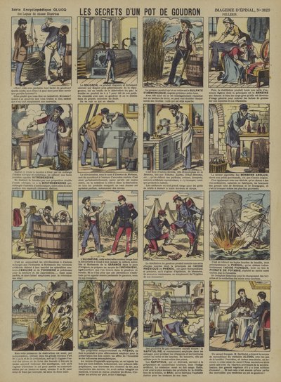 Hemmelighederne bag et kar tjære (farve litho) af French School