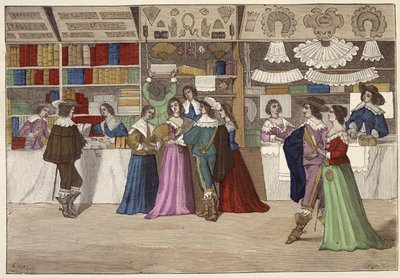 Butikkerne i Courthouse Gallery i det 17. århundrede af French School