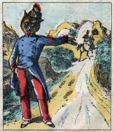 Den syge løve og ræven. Fabler af Jean de La Fontaine (1621-95). Epinal billeddannelse fra slutningen af det 19. århundrede. af French School
