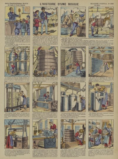 Historien om et stearinlys (farve litho) af French School
