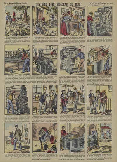 Historien om et stykke uldstof (farve litho) af French School