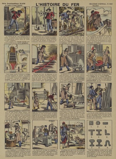 Historien om jern (farve litho) af French School