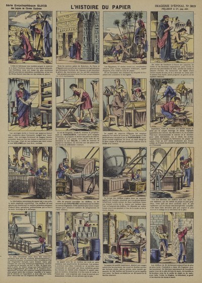 Historien om papir (farve litho) af French School