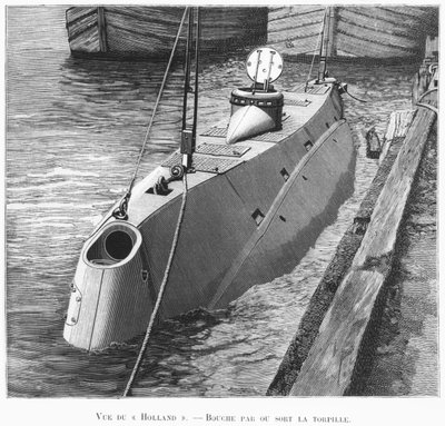 Ubåden Holland, illustration fra Le Monde Illustre, januar 1899 af French School