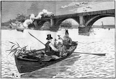 Die Umgebung von Paris, ein Sonntag in Argenteuil 1887 von French School