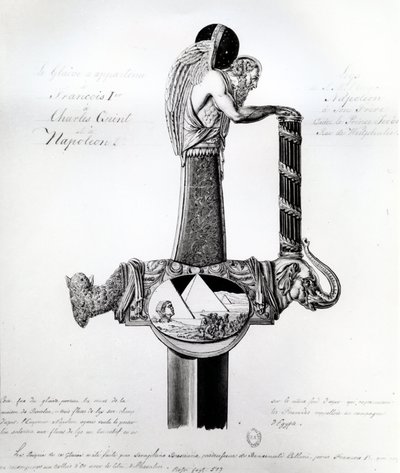Sværdet ejet af Frans I af Frankrig, Charles V, den hellige romerske kejser og Napoleon Bonaparte med motiv, der repræsenterer Napoleons felttog i Egypten af French School
