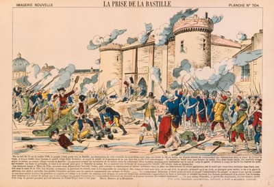 Indtagelsen af Bastillen under den franske revolution den 14. juli 1789, udgivet af Haguenthal, Pont-a-Mousson, 1840 af French School