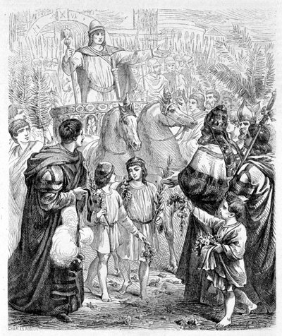 Konstantins (romerske kejsers) triumf - i "Pavernes historie"" af French School