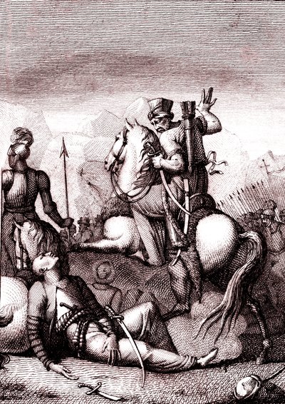 Turkin sulttaani Soliman Torquato Tasson "vapauttamassa Jerusalemissa". af French School